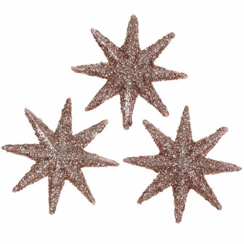 Floristik24 Estrella brillo oro rosa 5cm 20uds