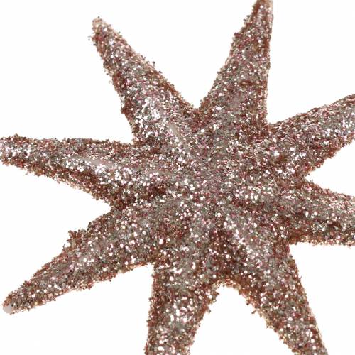 Floristik24 Estrella brillo oro rosa 5cm 20uds