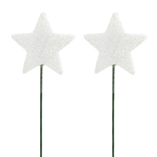 Floristik24 Estrella de brillo en alambre blanco 4cm L22cm 60pcs