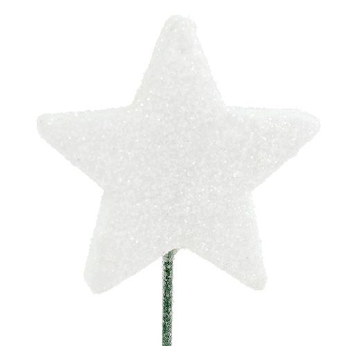 Floristik24 Estrella de brillo en alambre blanco 4cm L22cm 60pcs