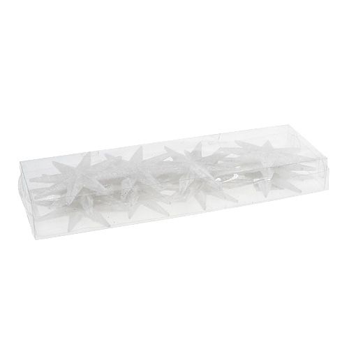 Artículo Estrella purpurina blanca 10cm 12uds