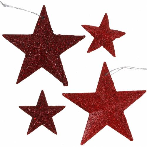 Floristik24 Glitter estrella rojo mix 9,5/5cm 18 piezas