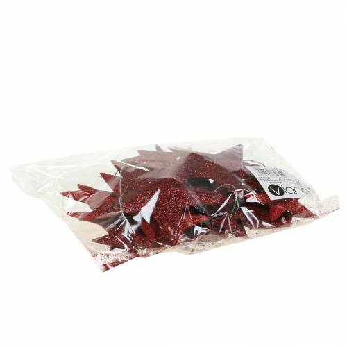Artículo Estrella purpurina mezcla roja 9,5/5cm 18 piezas