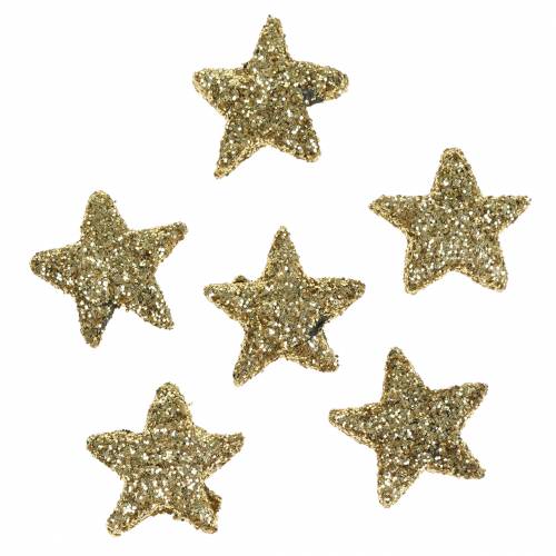 Floristik24 Estrellas brillo dorado 1.5cm 144pcs