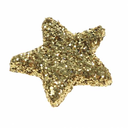 Artículo Estrellas brillo dorado 1.5cm 144pcs
