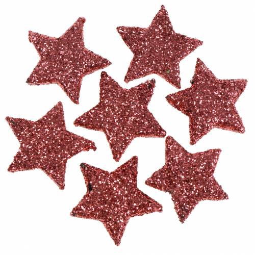 Floristik24 Estrellas brillantes para espolvorear coral 2.5cm 48pcs