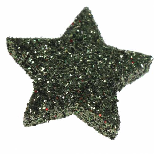 Floristik24 Estrella brillo verde 2,5cm 48uds