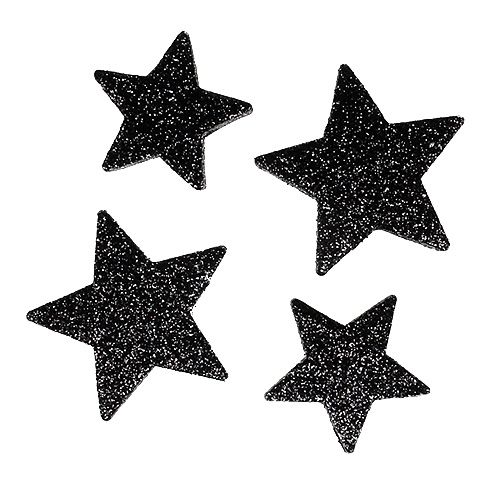 Glitter Stars Negro 4-5cm 40pcs | Floristik24.es