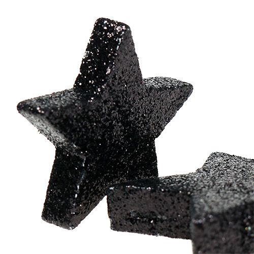 Glitter Stars Negro 4-5cm 40pcs | Floristik24.es
