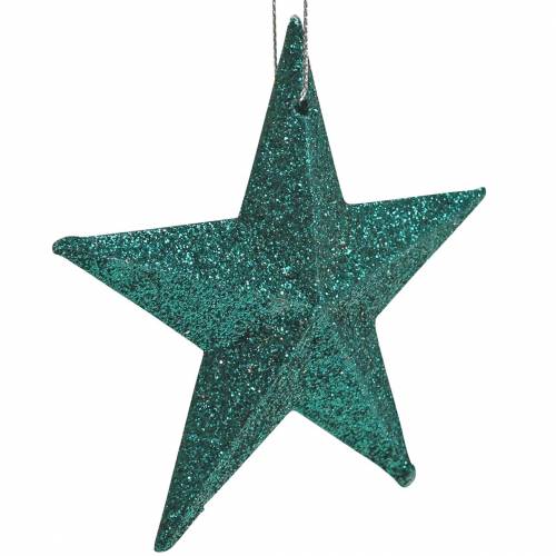 Artículo Juego de perchas decorativas con estrellas brillantes y adornos dispersos esmeralda, verde claro 9 cm/5 cm 18 piezas