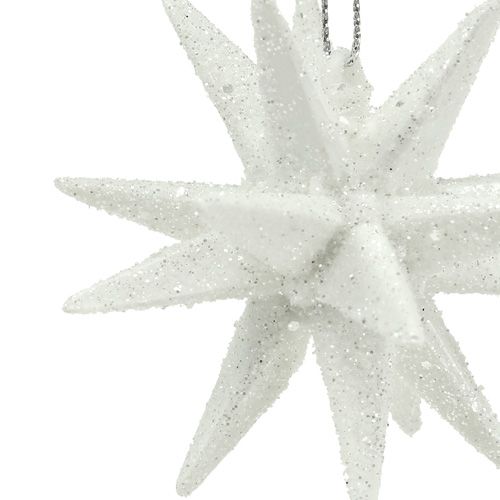 Floristik24 Glitter stars blanco 7,5cm 8pcs