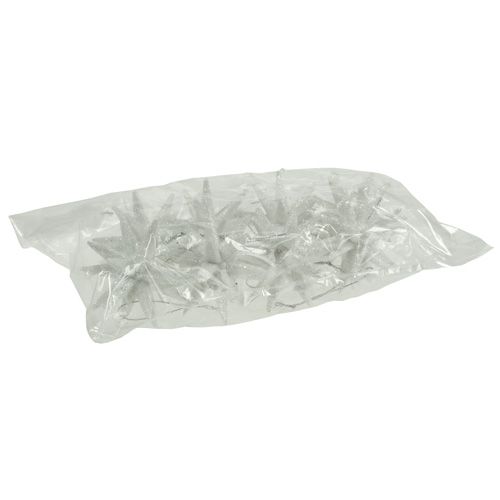 Floristik24 Glitter stars blanco 7,5cm 8pcs