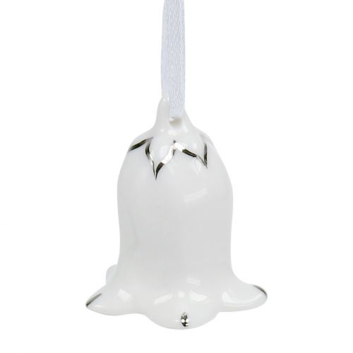 Floristik24 Forma de flor de campana 5cm - 5.5cm blanco, plata 4pcs
