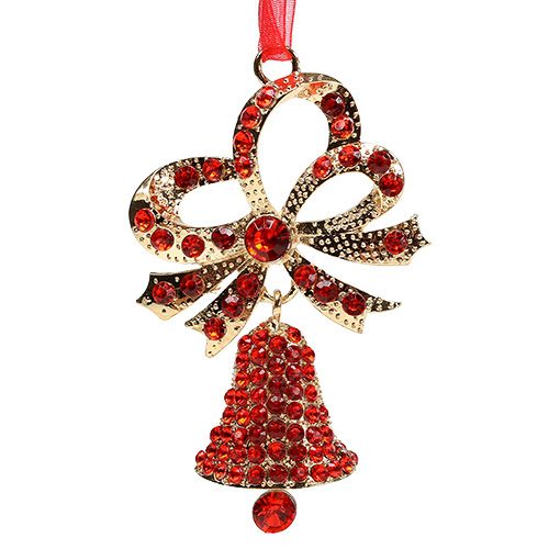 Floristik24 Campana con diamantes para colgar oro, rojo 1p
