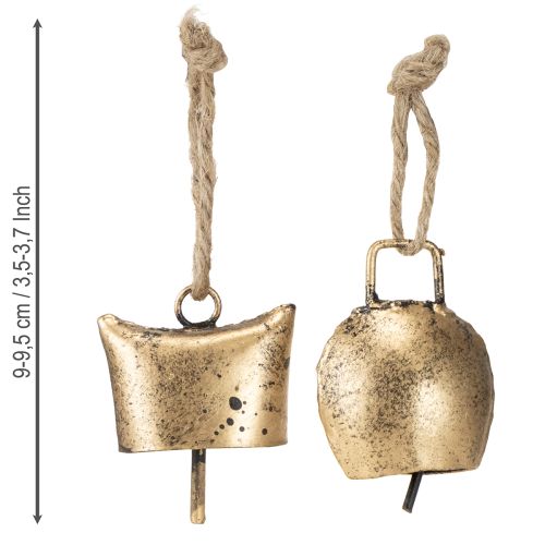 Artículo Campanas adornos para árbol de Navidad metal vintage dorado 5 cm 8 piezas