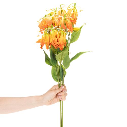 Flor artificial Gloriosa naranja con tallos largos para jarrones, 80 cm, 3 unidades. | Floristik24.es
