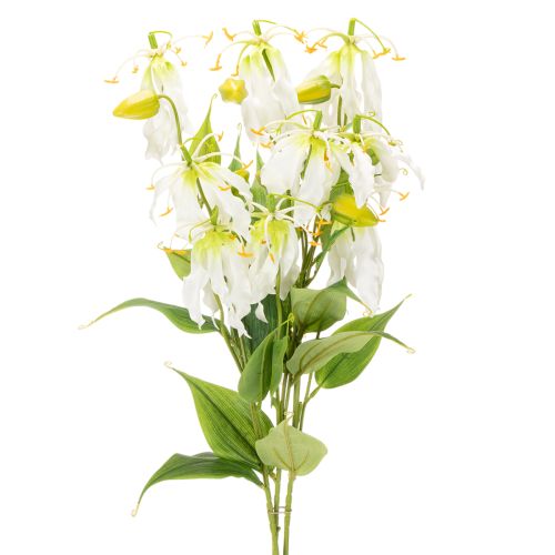 Flor artificial de gloriosa, blanca y amarilla, elegante rama florida para decoración, 80 cm, 3 piezas. comprar | Floristik24.es