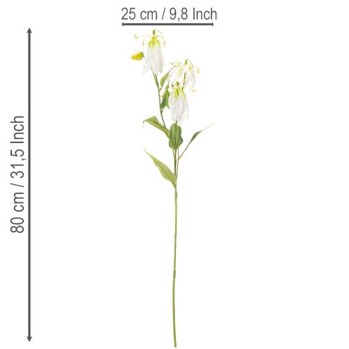 Flor artificial de gloriosa, blanca y amarilla, elegante rama florida para decoración, 80 cm, 3 piezas. | Floristik24.es