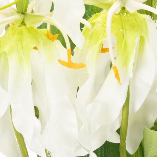 Flor artificial de gloriosa, blanca y amarilla, elegante rama florida para decoración, 80 cm, 3 piezas. | Floristik24.es