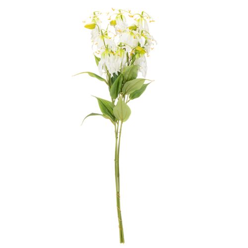 Flor artificial de gloriosa, blanca y amarilla, elegante rama florida para decoración, 80 cm, 3 piezas. | Floristik24.es