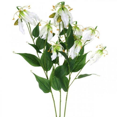 Lirio artificial, decoración floral, planta artificial, flor de seda blanca L82cm 3pcs