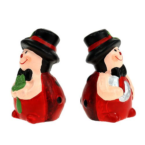Floristik24 Amuleto de la suerte escarabajo de cerámica 6cm rojo 12pcs