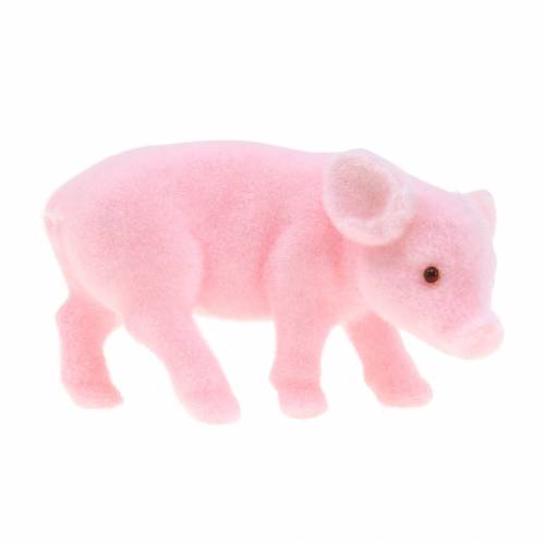 Floristik24 Lucky pig rosa flocado 9cm 6pcs