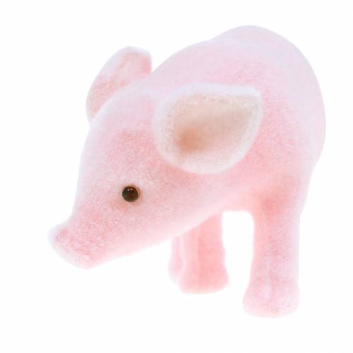 Floristik24 Lucky pig rosa flocado 9cm 6pcs