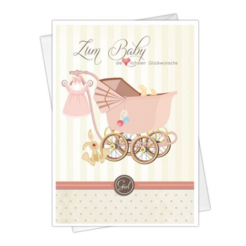 Floristik24 Tarjeta de felicitación al nacimiento para niñas 5pcs