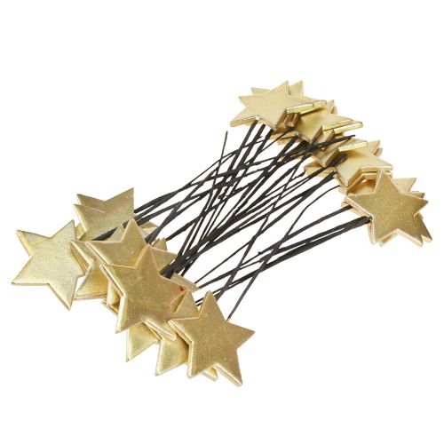 Artículo Tapones decorativos de flores con forma de estrella dorada, Ø7 cm, 2.ª opción, 24 unidades