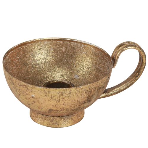 Floristik24 Decoración de copa dorada con portavelas oro antiguo Ø10cm H6,5cm