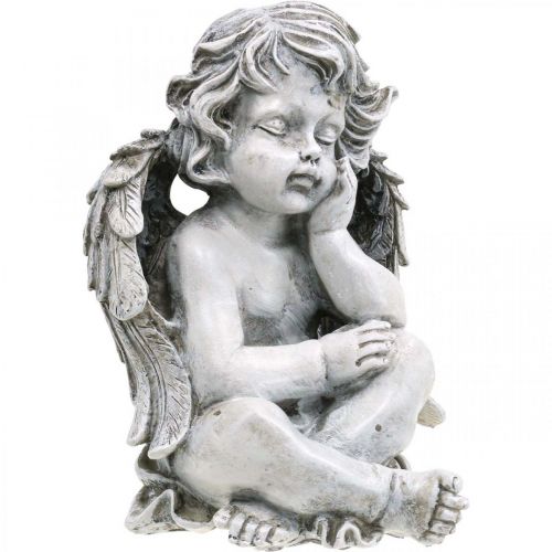 Floristik24 Ángel de la tumba ángel gris figura de la tumba decoración de la tumba 24cm