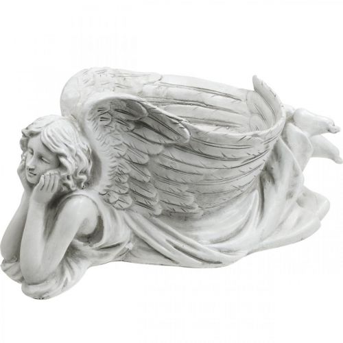 Artículo Ángel de tumba con cuenco para plantas Ángel de baño para pájaros tumbado 39×18×18cm