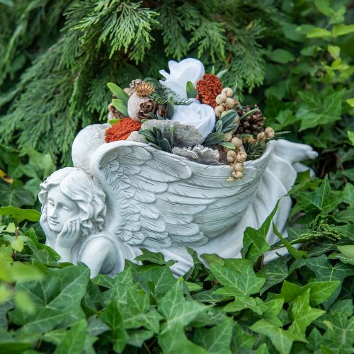 Floristik24 Ángel de tumba con cuenco para plantas Ángel de baño para pájaros tumbado 39×18×18cm