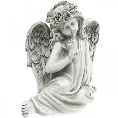 Ángel de tumba sentado Ángel de decoración de tumba 20×14×20cm