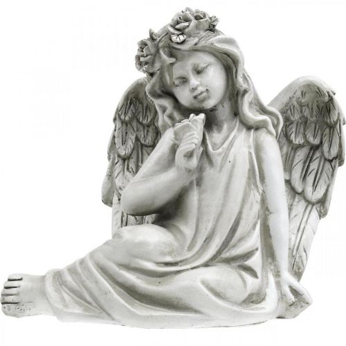 Floristik24 Ángel de tumba sentado Ángel de decoración de tumba 20×14×20cm