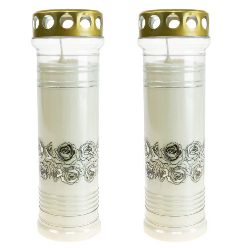 Floristik24 Velas graves rosas luz de luto blanca Ø7cm H23,5cm 100h 2ud
