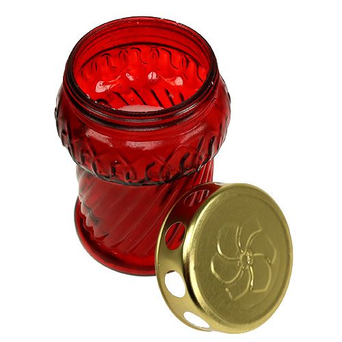 Artículo Vela de cristal roja para vela de tumba, Ø7cm, H13cm, 8 unidades