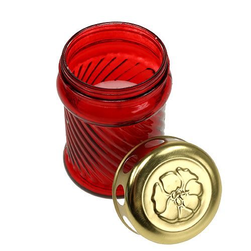 Artículo Velas para tumba de cristal rojo Ø6cm H11cm 12 uds