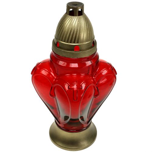 Floristik24 Corazón de luz grave 13cm x 13cm H29cm blanco, rojo 2 piezas