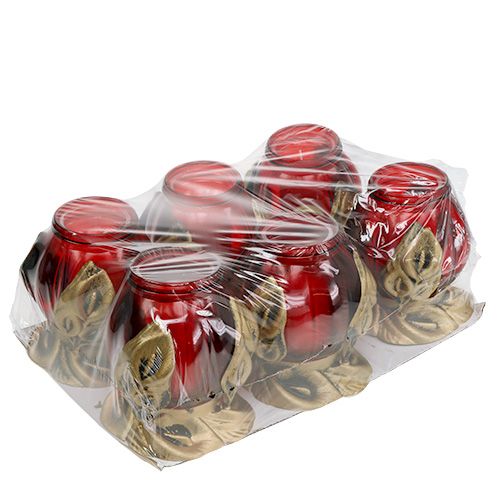 Floristik24 Luz grave roja Ø12,5cm H19,5cm 6 piezas