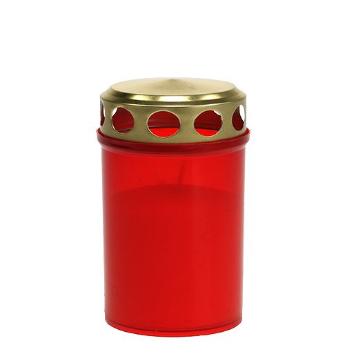 Floristik24 Lámpara de tumba cilíndrica roja Ø6cm H10cm 12 piezas