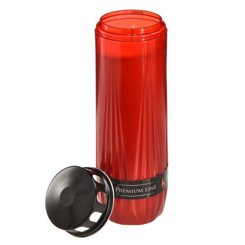 Floristik24 Vela para tumba Aura vela de cementerio rojo negro 7 días Al. 24 cm