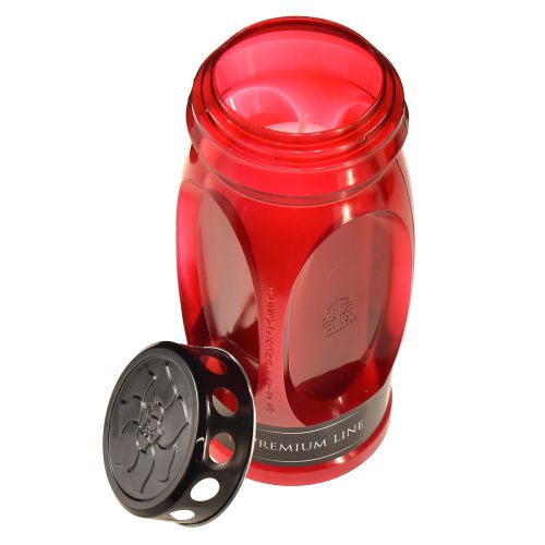 Floristik24 Vela funeraria tapa roja vela conmemorativa negra 4 días Al. 22,5 cm