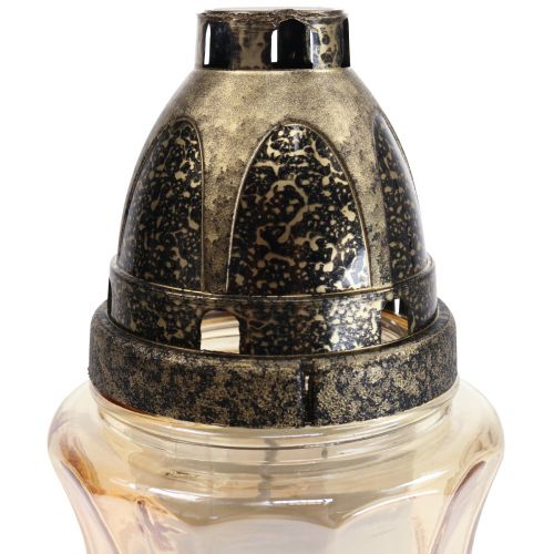 Artículo Lámpara funeraria zarcillos de cristal rosas H26cm Ø12cm teñido dorado 24-30h