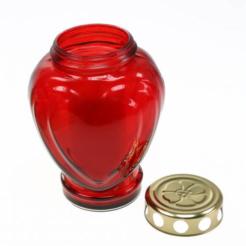 Artículo Luz de tumba corazón rojo 11,5cm x 8,5cm H17,5cm 4 piezas