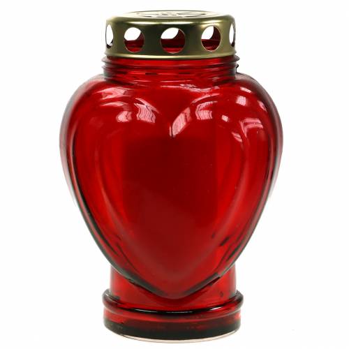 Artículo Luz de tumba corazón rojo 11,5cm x 8,5cm H17,5cm 4 piezas