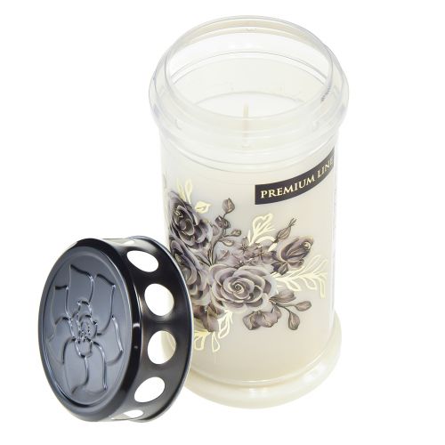 Floristik24 Velas graves velas con motivos blancos flores Ø7,5cm H16,5cm 3ud