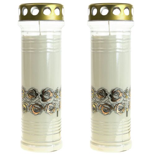 Artículo Velas graves rosas blancas luz de luto Ø7cm H23,5cm 100h 2ud