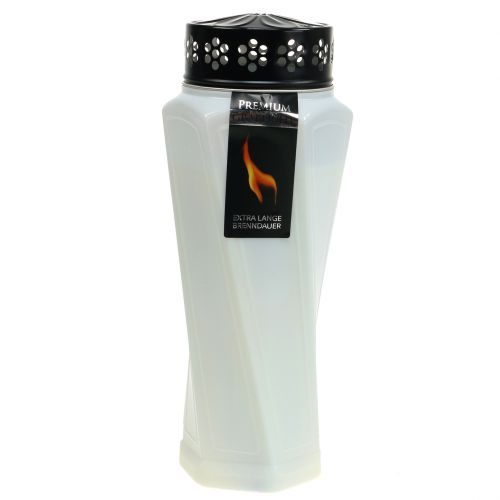 Lámpara para tumba de plástico retorcido blanco Ø11cm H25cm